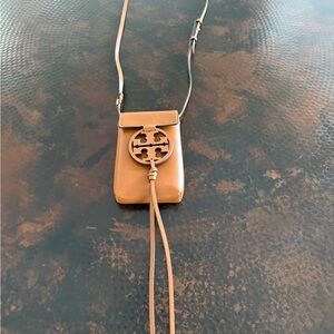Tory Burch Miller Leather Phone Crossbody Bag – Tan